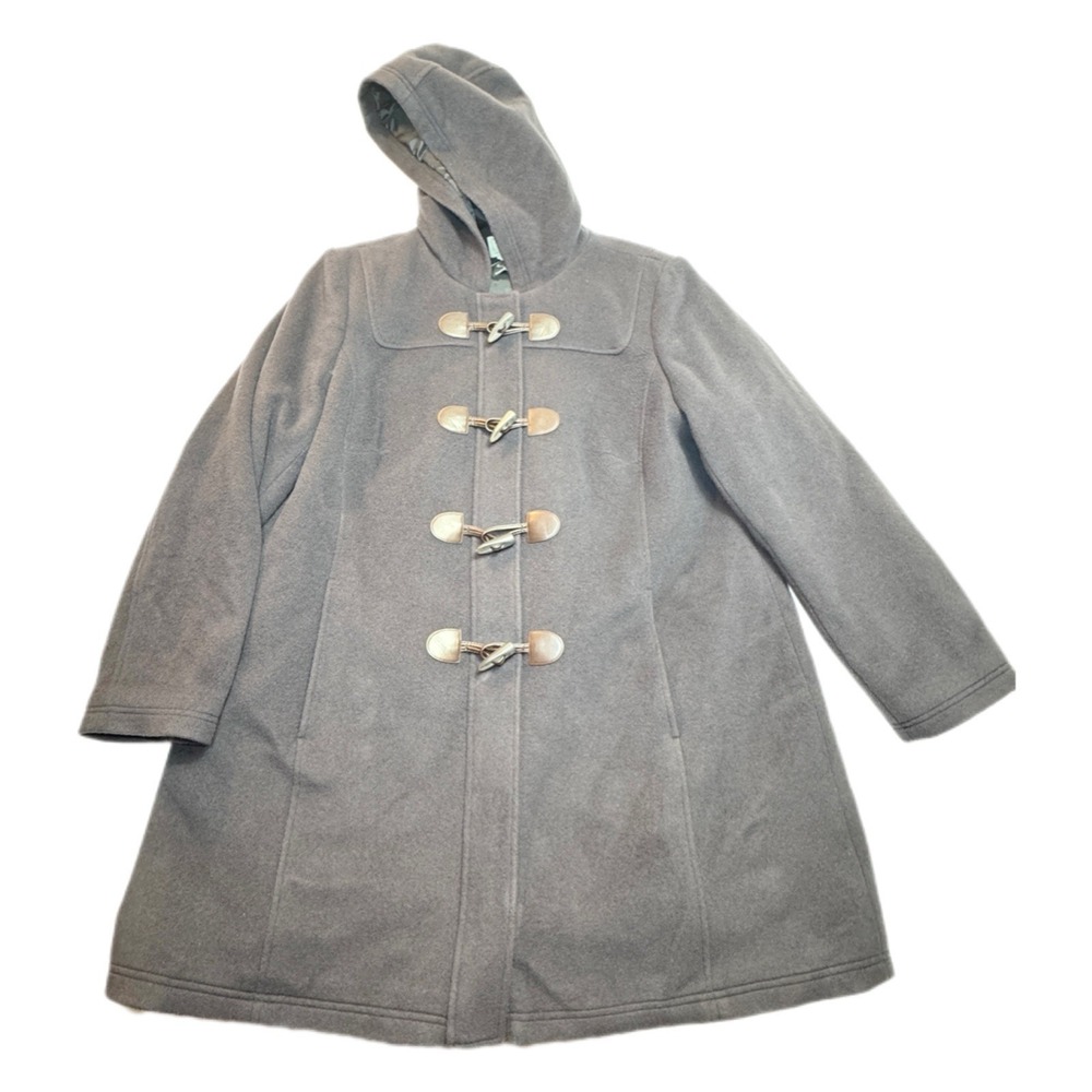 LL Bean Womens Wool Duffel Coat 2X Hooded Toggle Italian Bellandi Purple 284400 - Picture 13 of 13